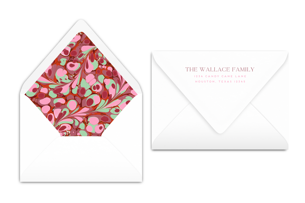 Pink + Berry Merry Christmas Marble Card