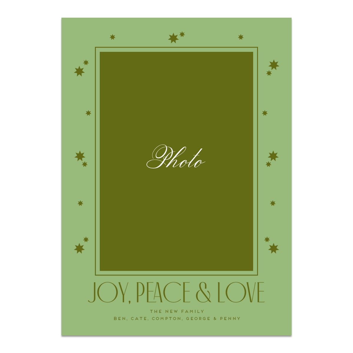 Joy Peace Love Photo Mount Card