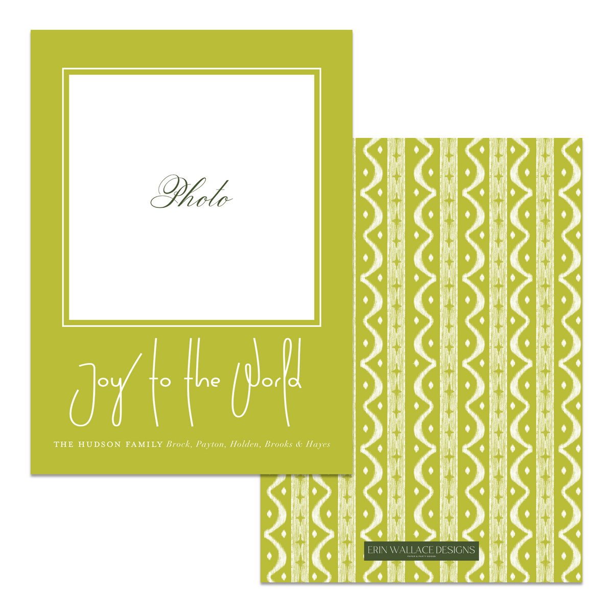 Joy to the World Ikat Stripe Photo Mount Card