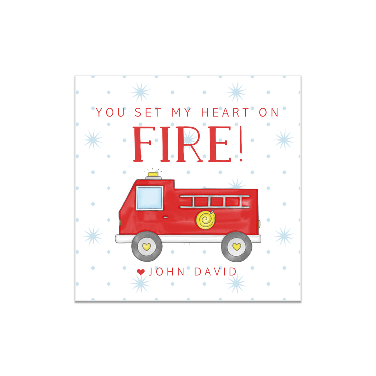 Firetruck Valentines STICKERS