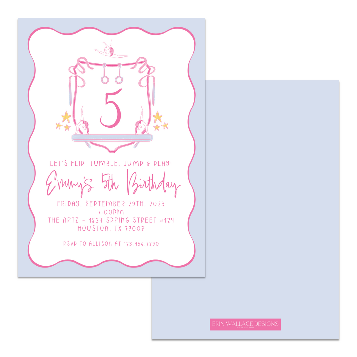 Gymnastics Crest Birthday Invitations