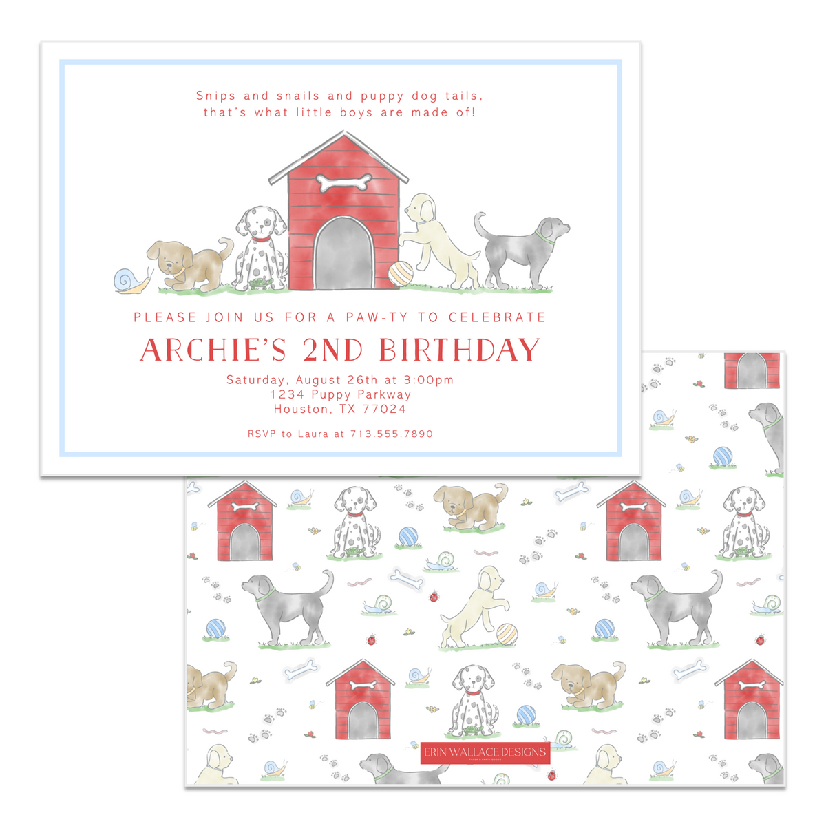 Snips &amp; Snails Puppy Birthday Invitations