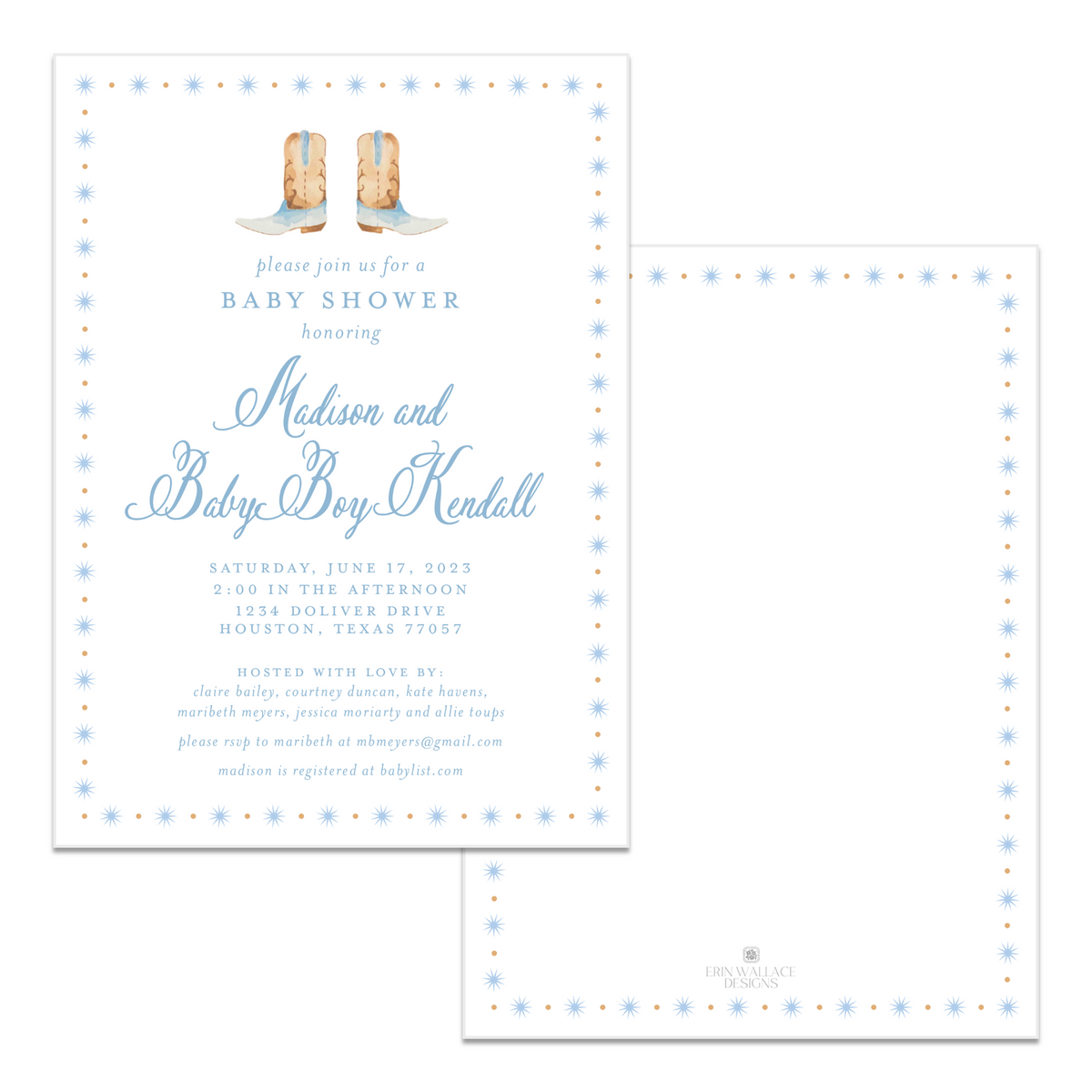 Cowboy Boots Baby Shower Invitation