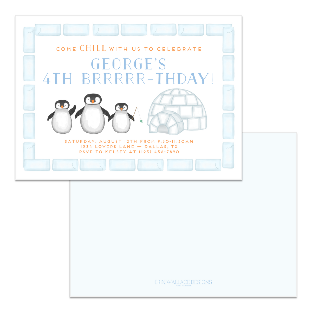 Penguin Party Birthday Invitations