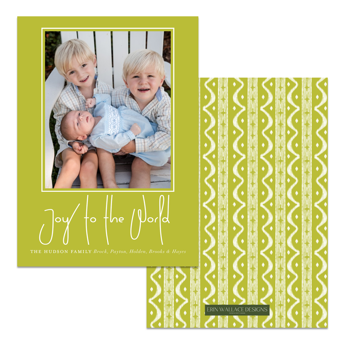 Joy to the World Ikat Stripe Card