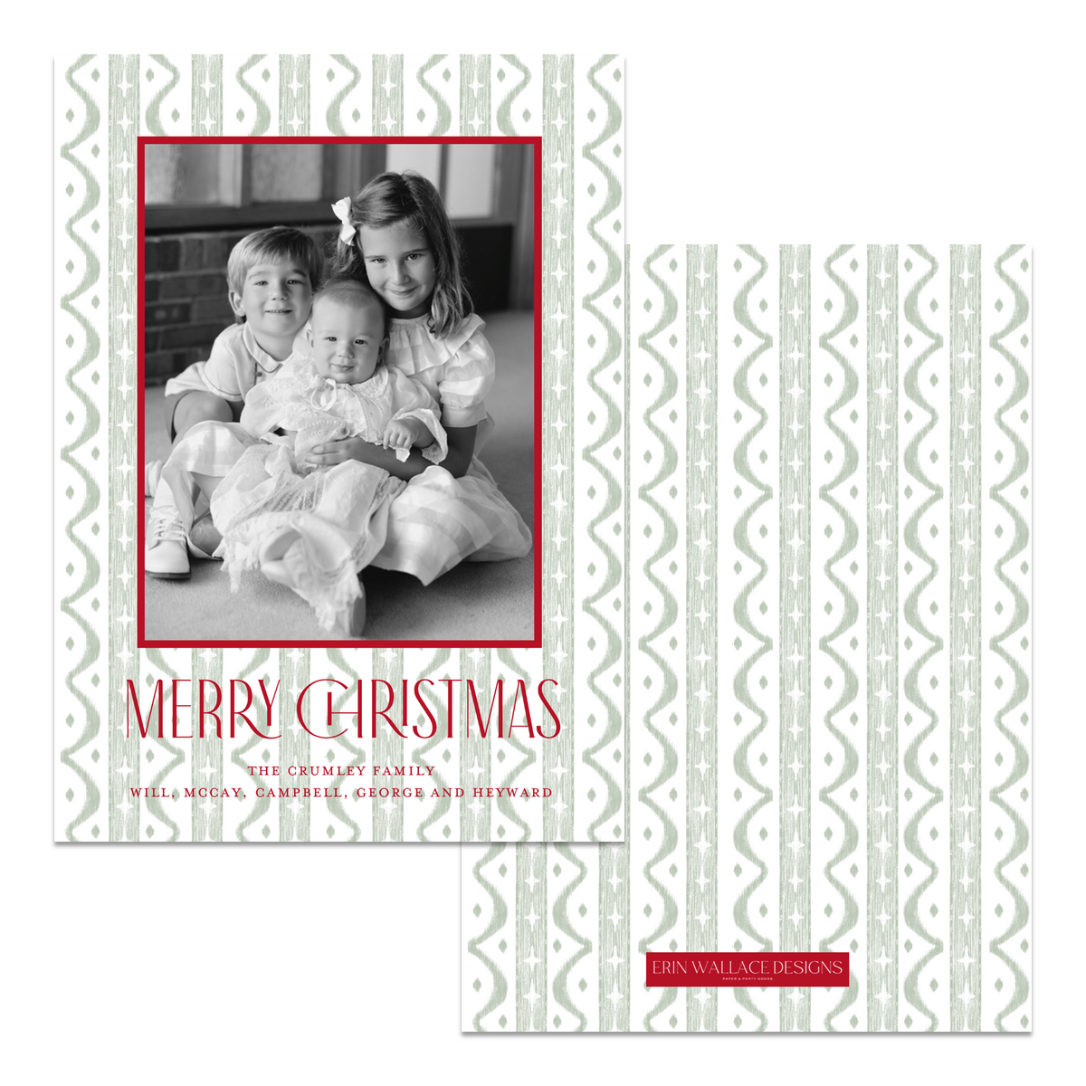 Merry Christmas Ikat Stripe Card