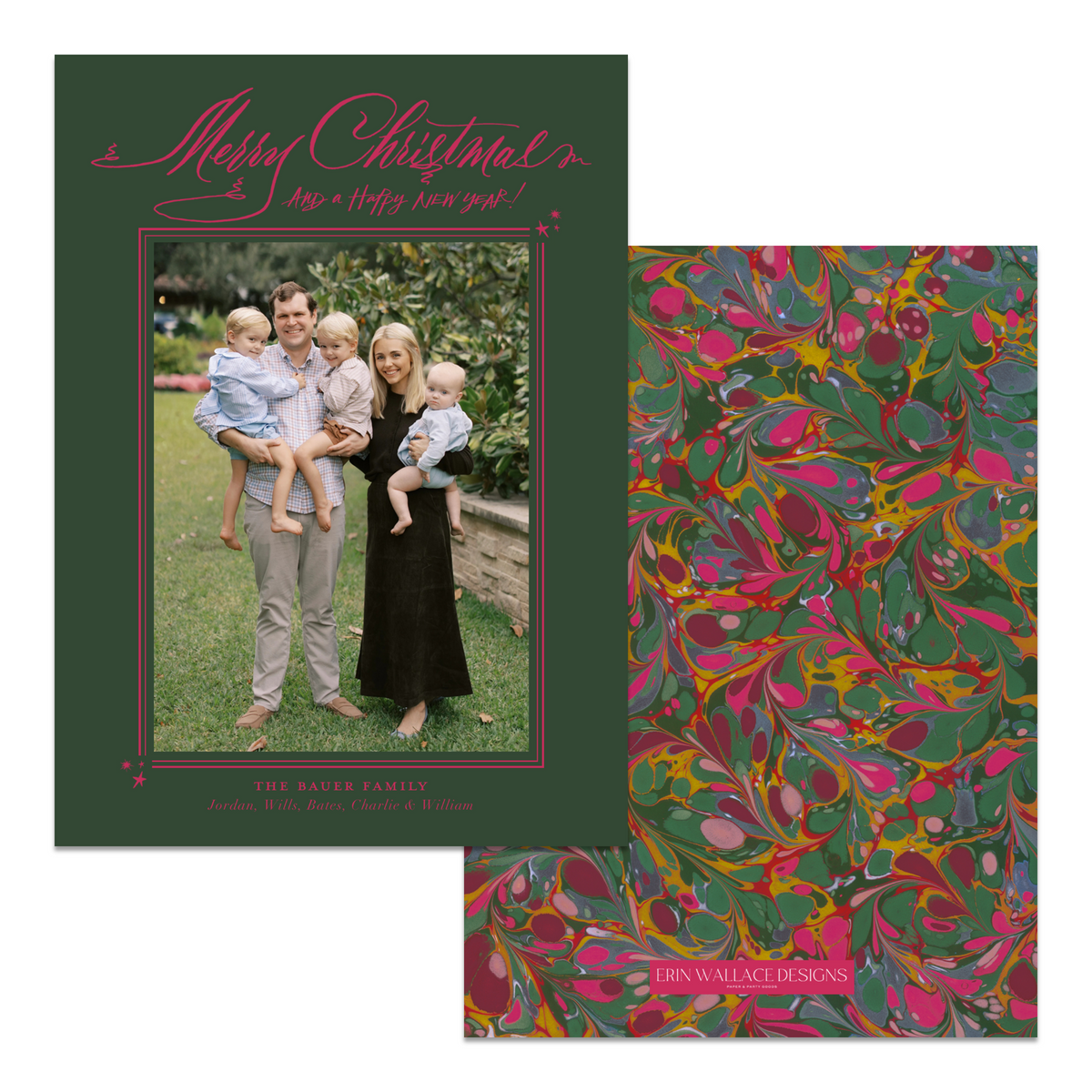 Gemstone Marble Merry Christmas Card