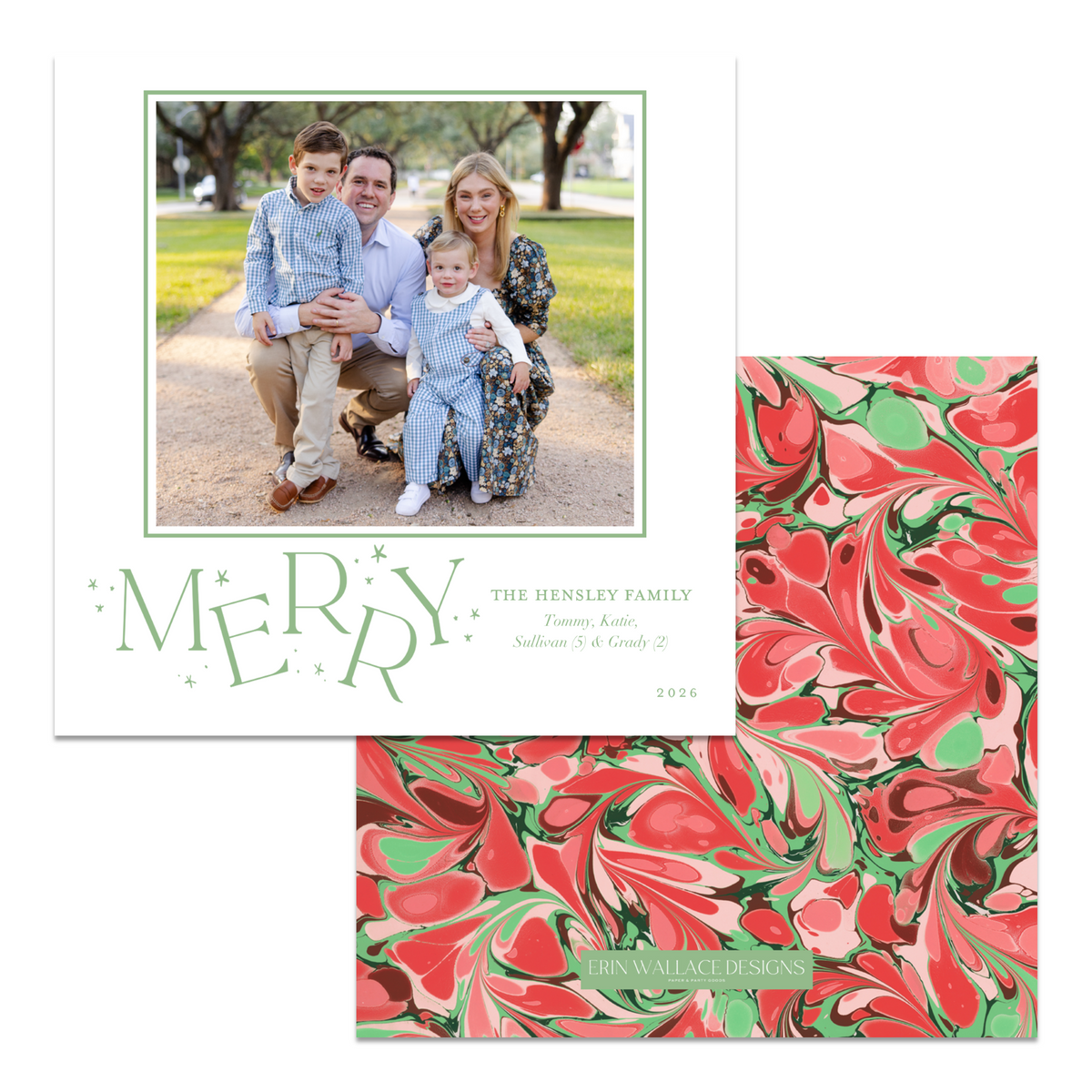 Whimsical Merry Marble Square Card