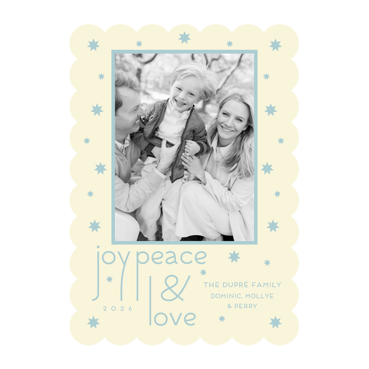 Joy Peace Love Scallop Card