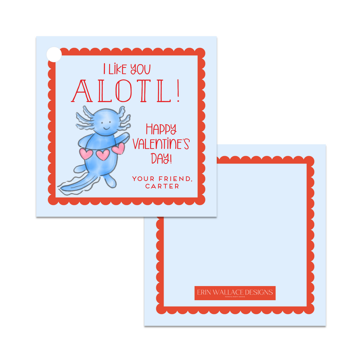 Boys Axolotl Valentines