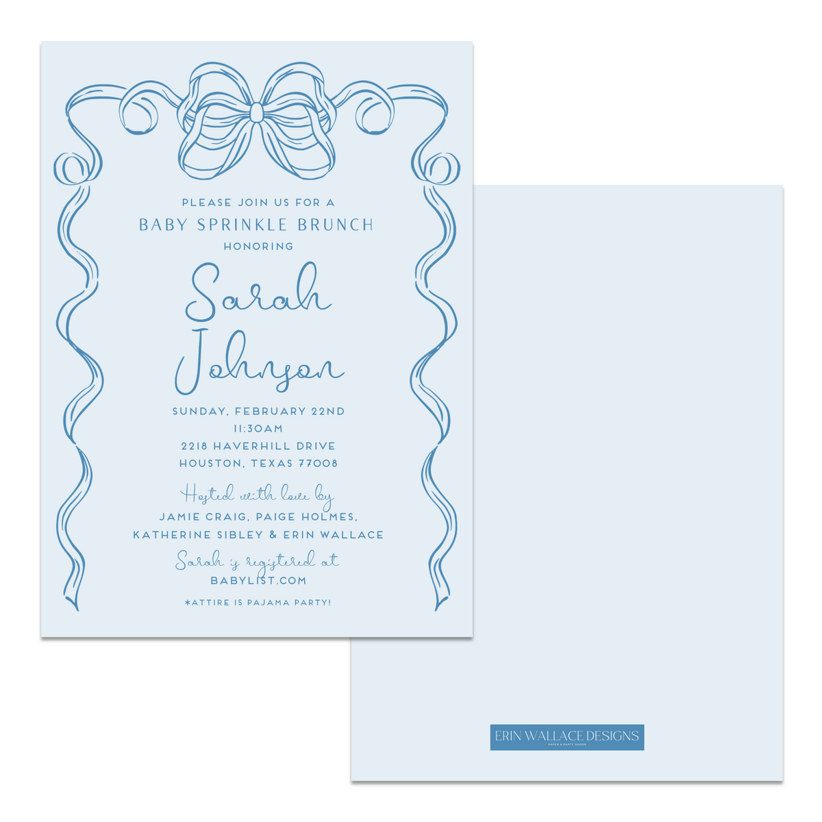 Bow Frame Baby Shower Invitation