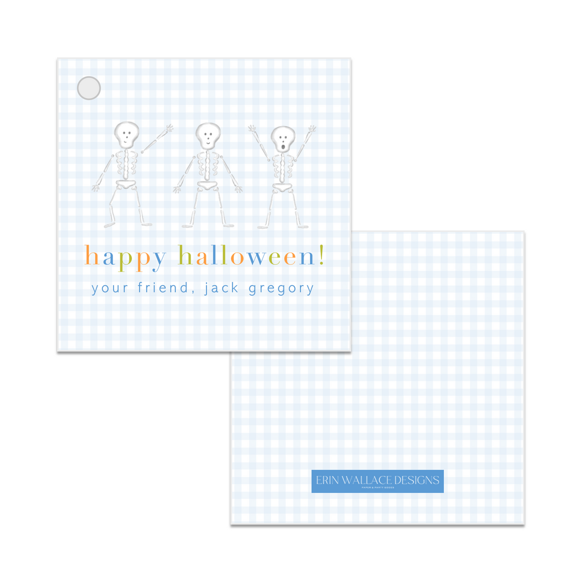 Boys Gingham &amp; Skeletons Tag