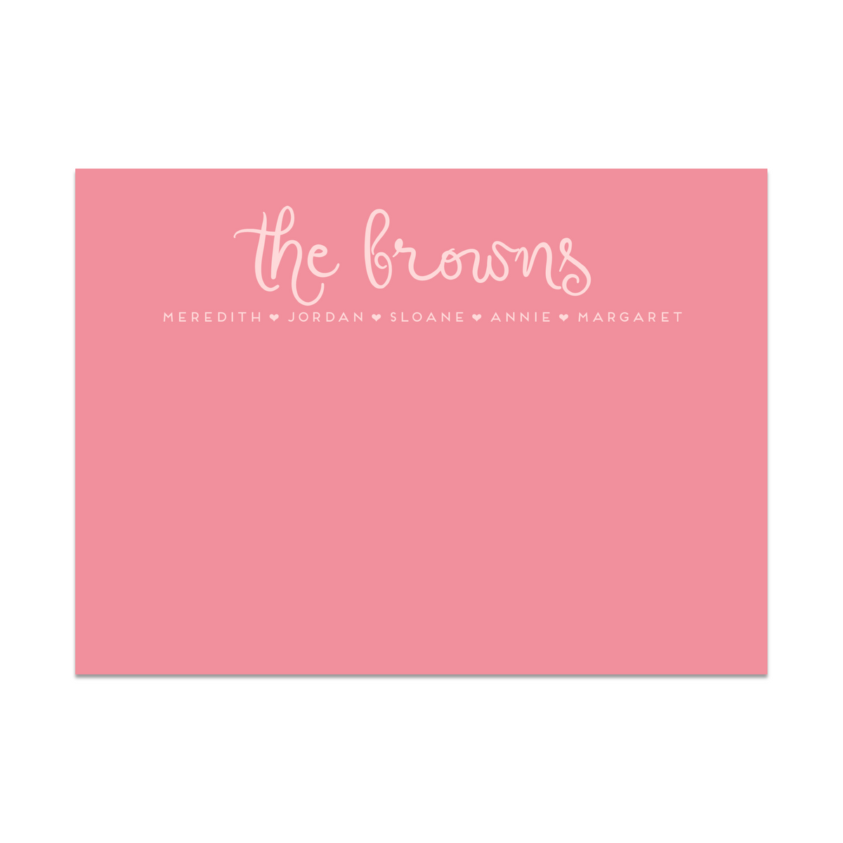 Hearts Family Stationery Flat Note Cards