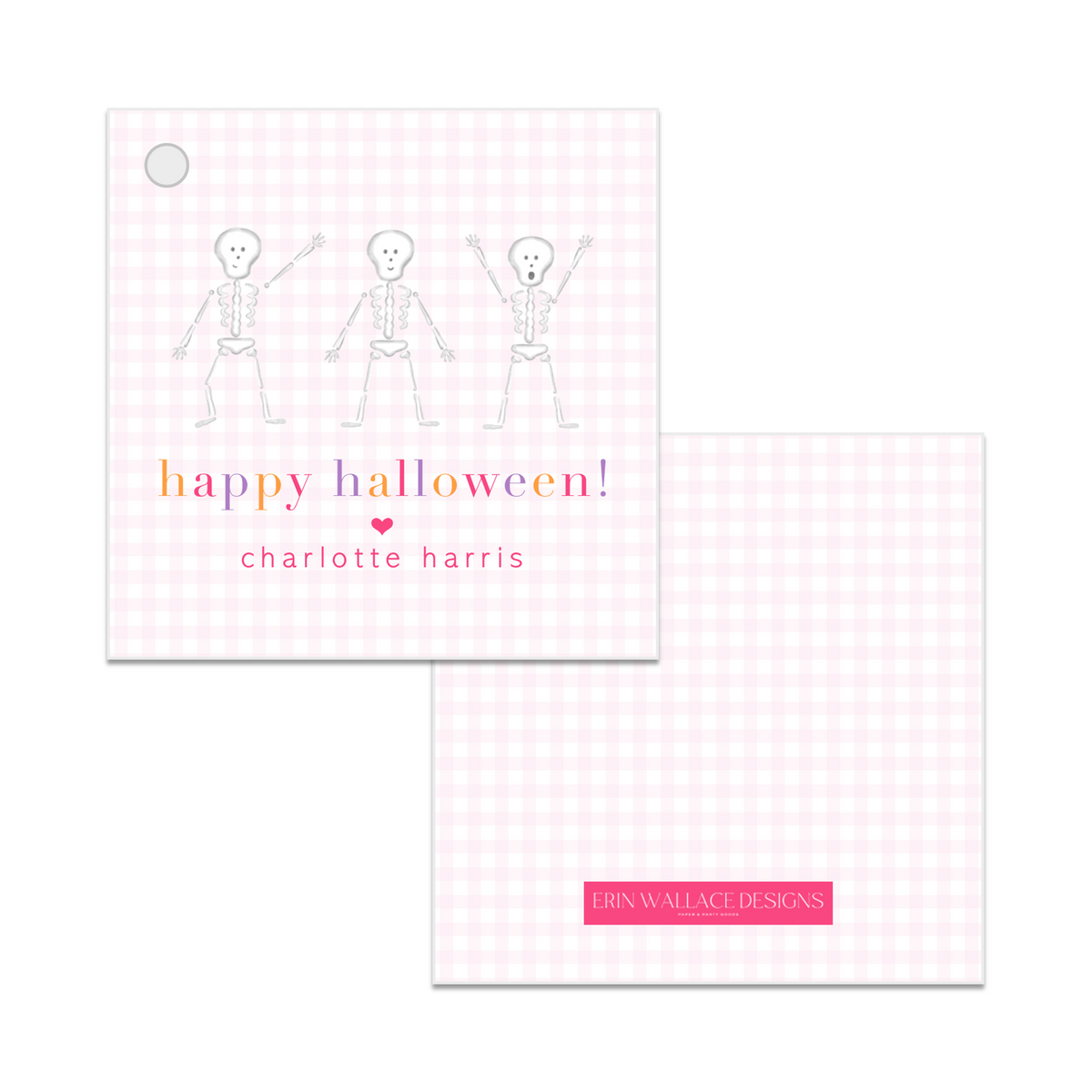 Girls Gingham &amp; Skeletons Tag