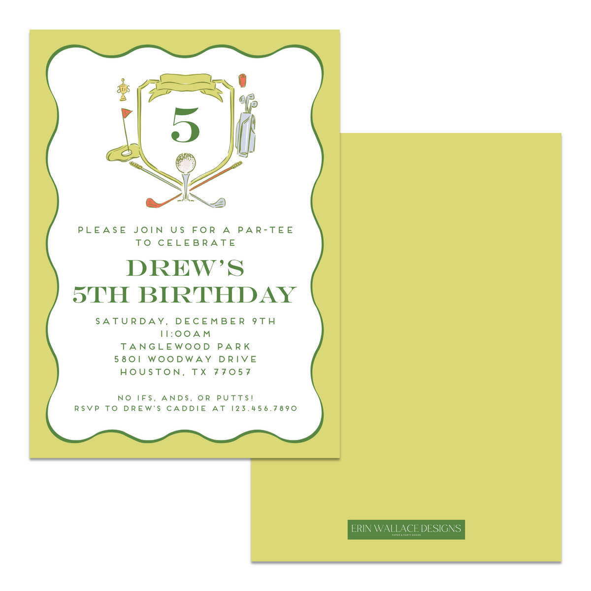 Golf Crest Birthday Invitations