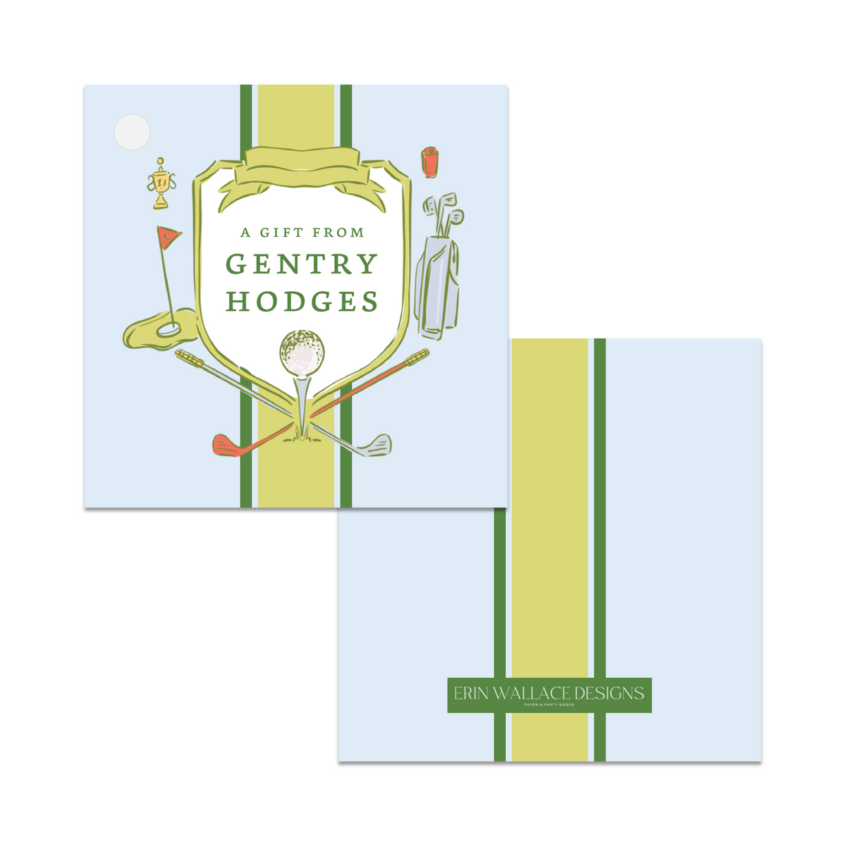 Boys Golf Crest Enclosure Cards or Gift Tags