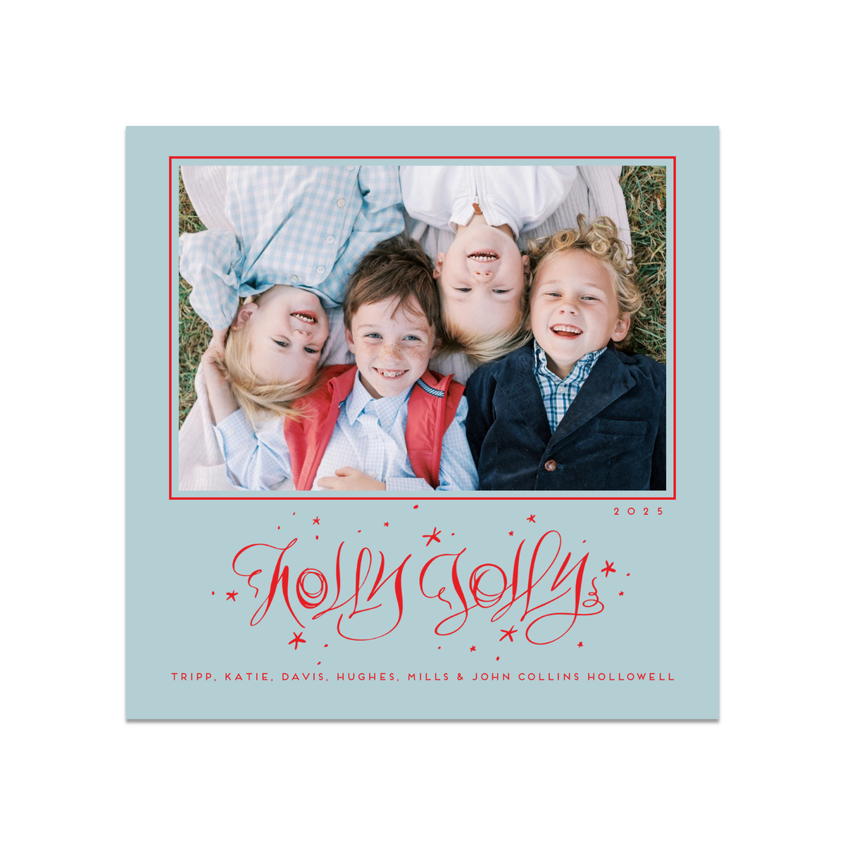 Square Holly Jolly Calligraphy Card