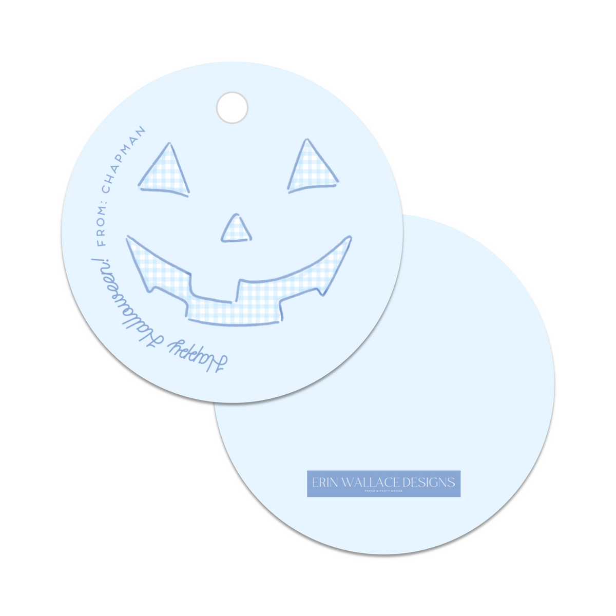 Blue Jack-O-Lantern Gift Tag