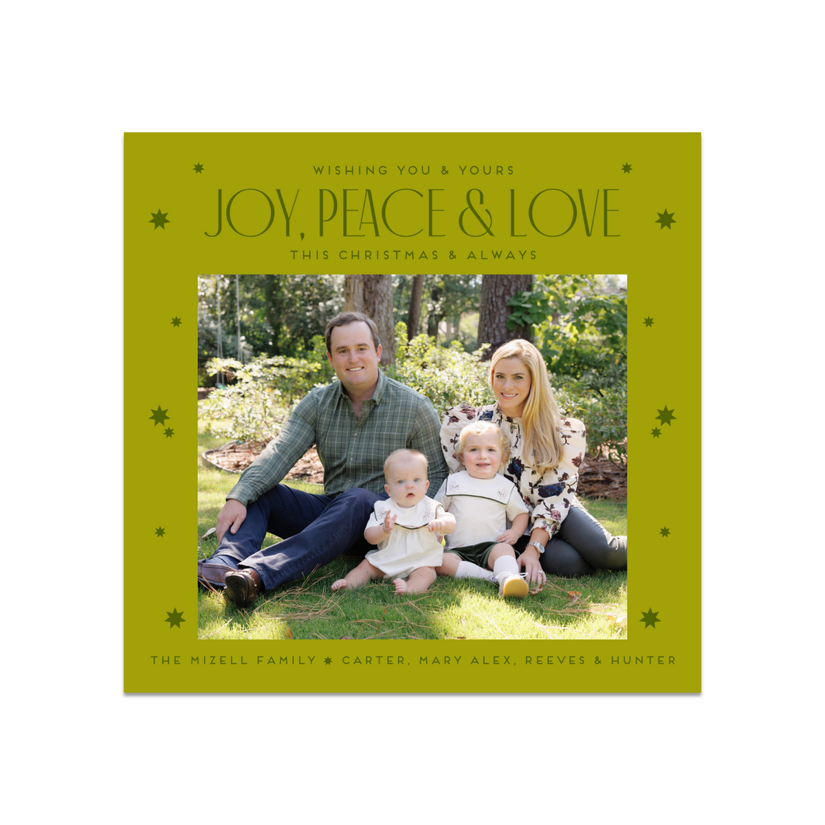 Square Joy, Peace &amp; Love Card