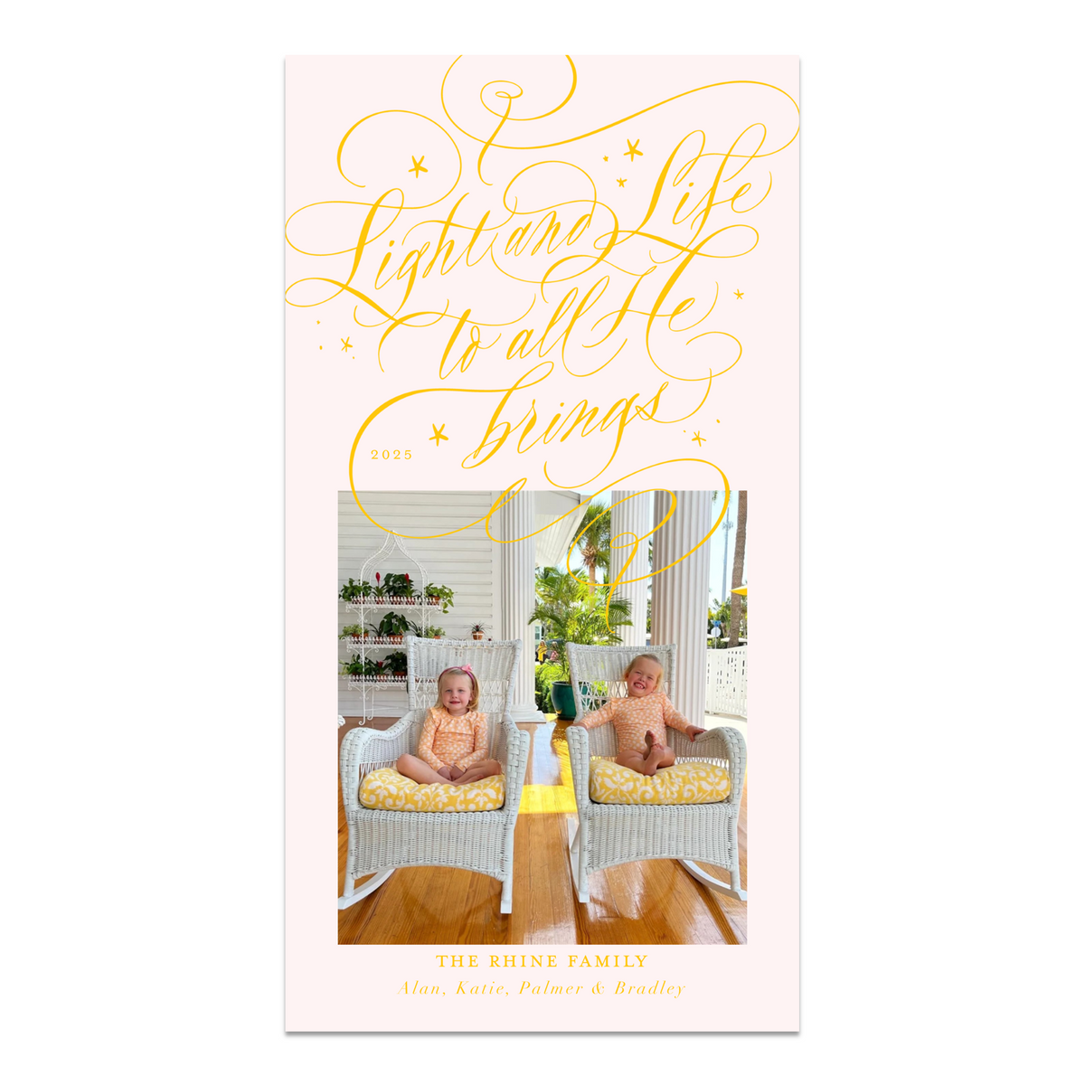 Tall Skinny Light &amp; Life Calligraphy Card