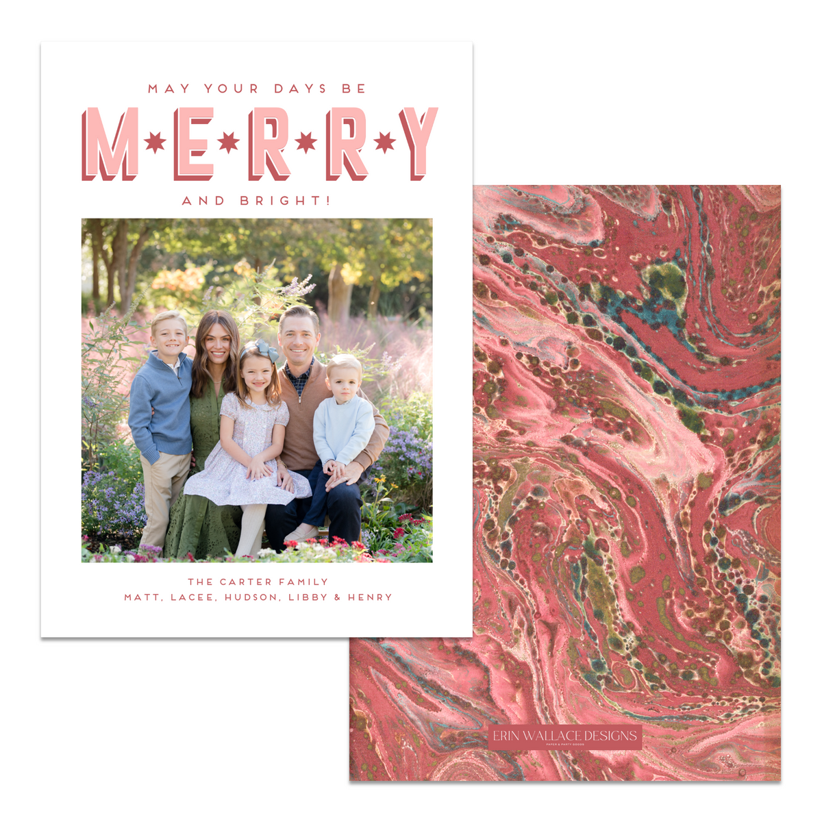 Merry + Bright Layered Font Marble Card