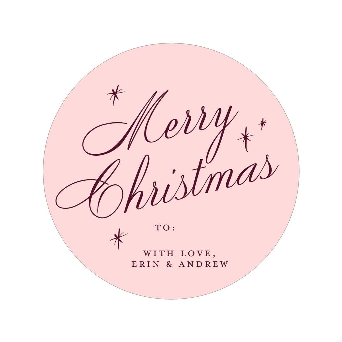 Merry Christmas Calligraphy Round Stickers