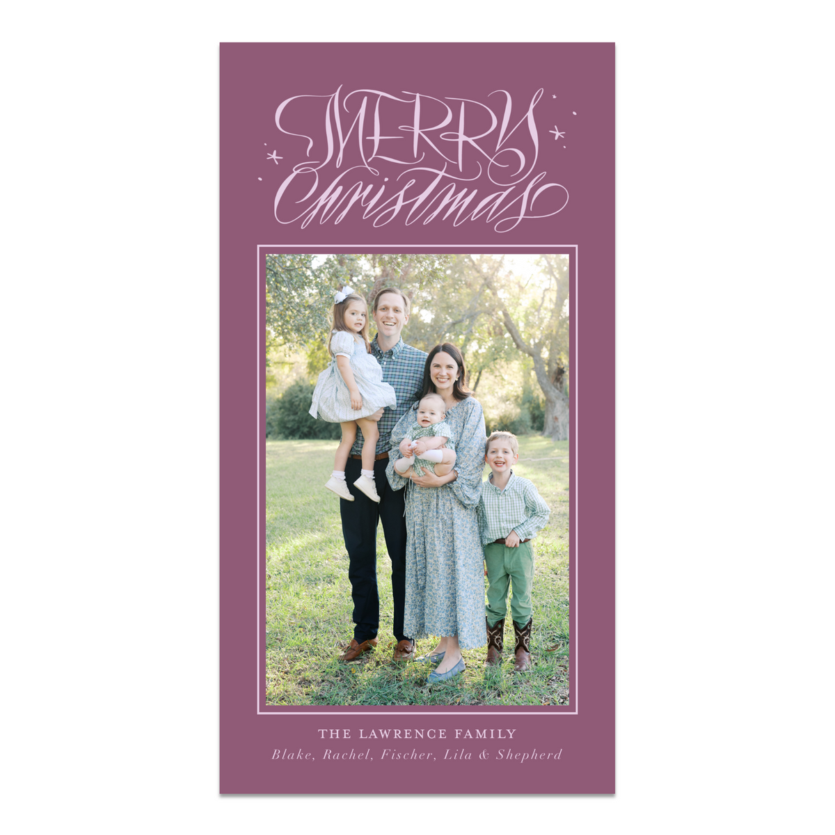 Tall Skinny Merry Christmas Calligraphy Card