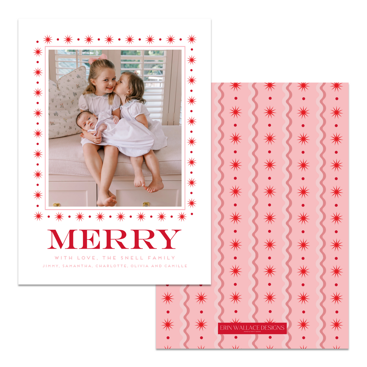 Pink + Red Rick Rack Card