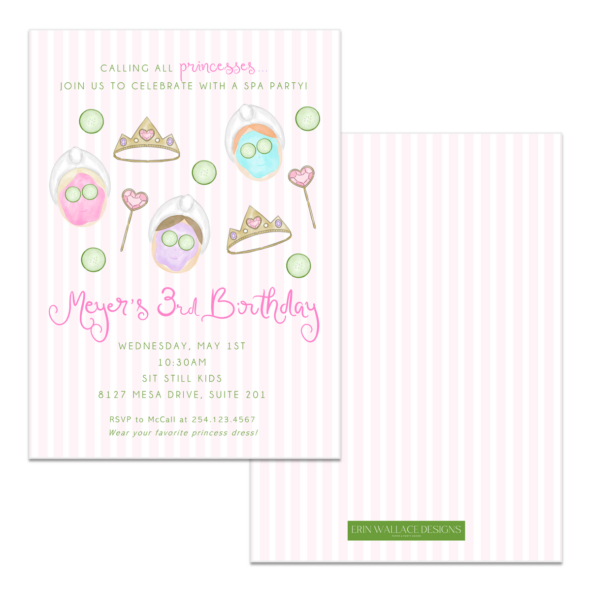 Princess Spa Birthday Invitations