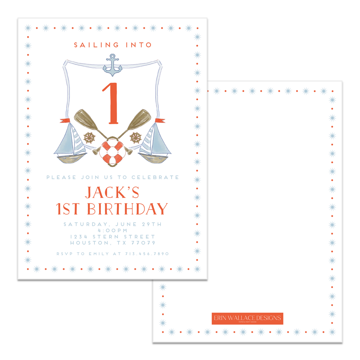 Sailing Crest Birthday Invitations