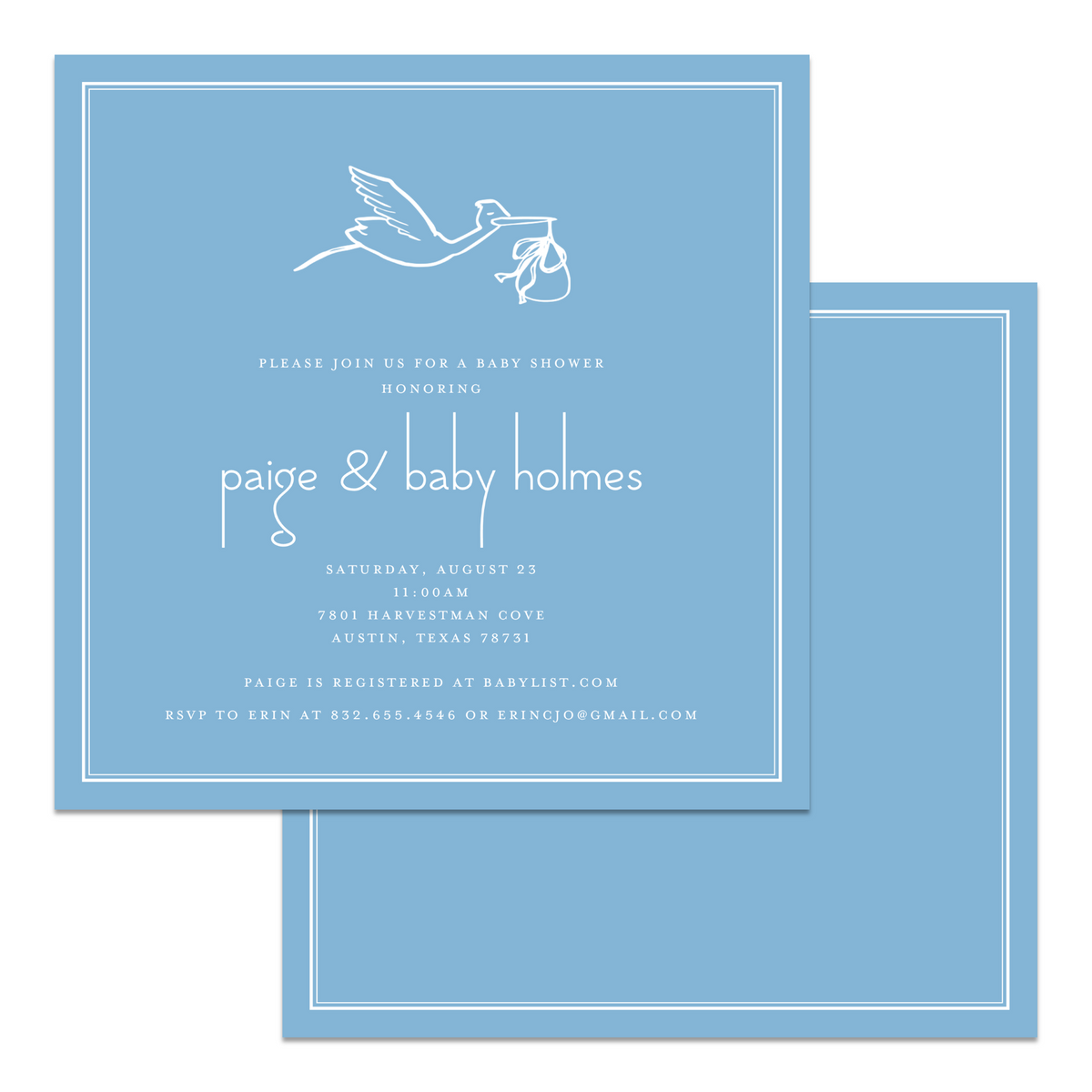 Stork Baby Shower Invitation