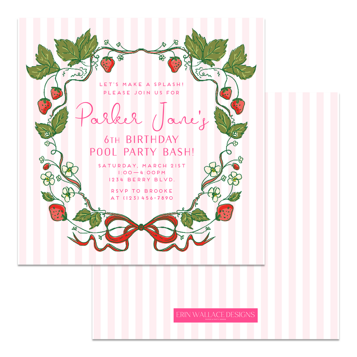 Strawberry Bash Birthday Invitations