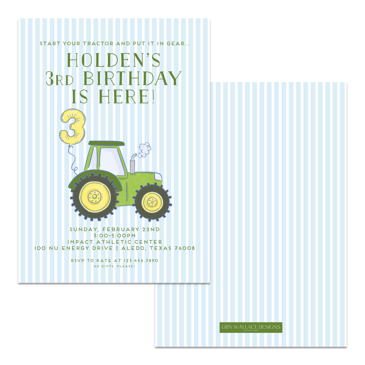 Tractor Birthday Invitations