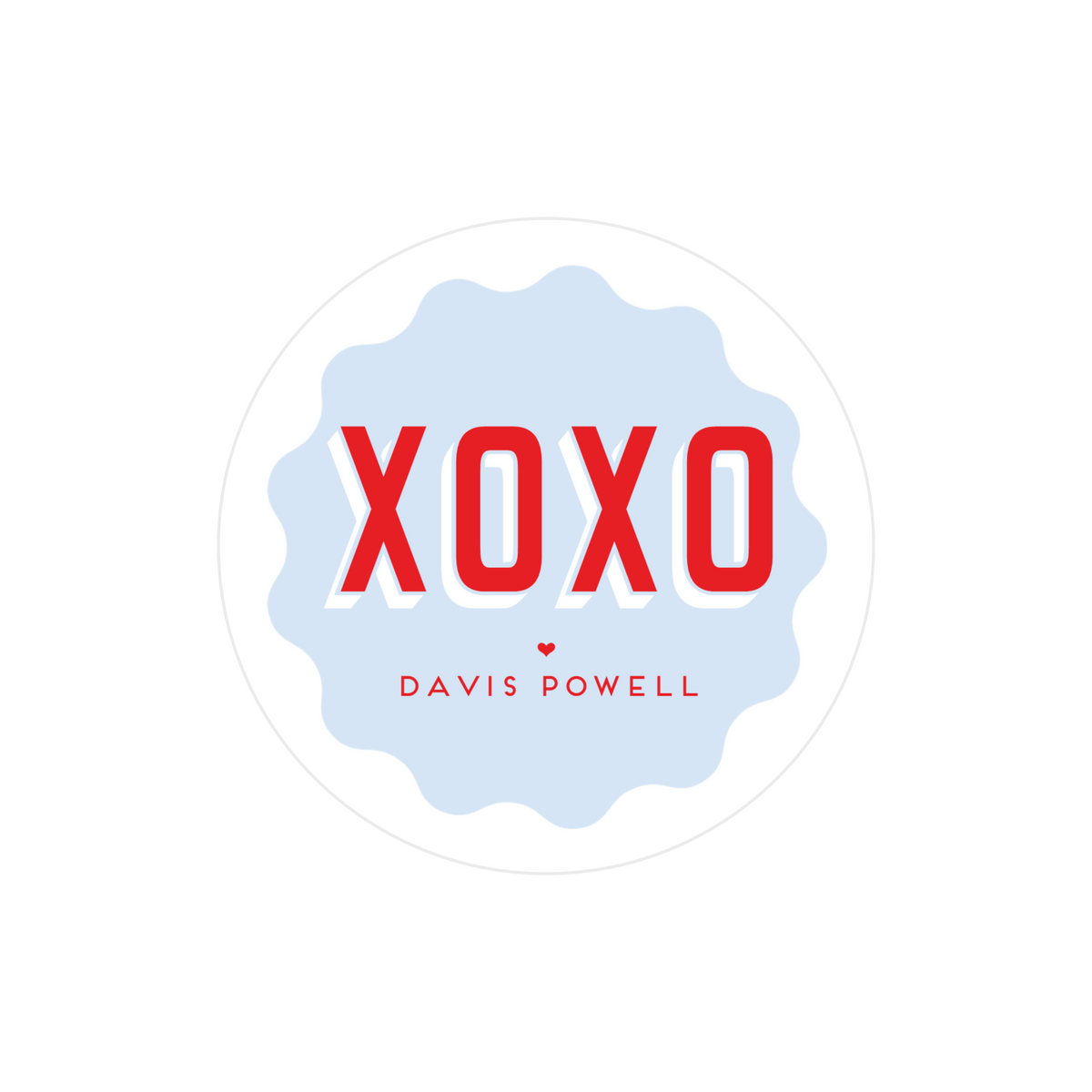 Blue XOXO Valentines Stickers