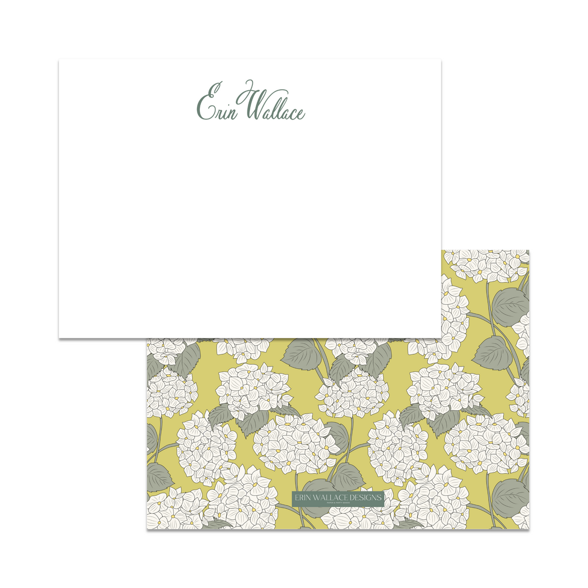 Chartreuse Hydrangea Flat Note Cards