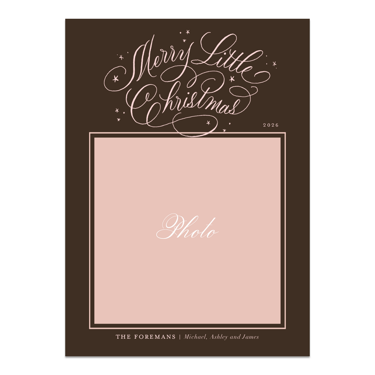 Merry Little Christmas Twinkle & Calligraphy Photo Mount Card