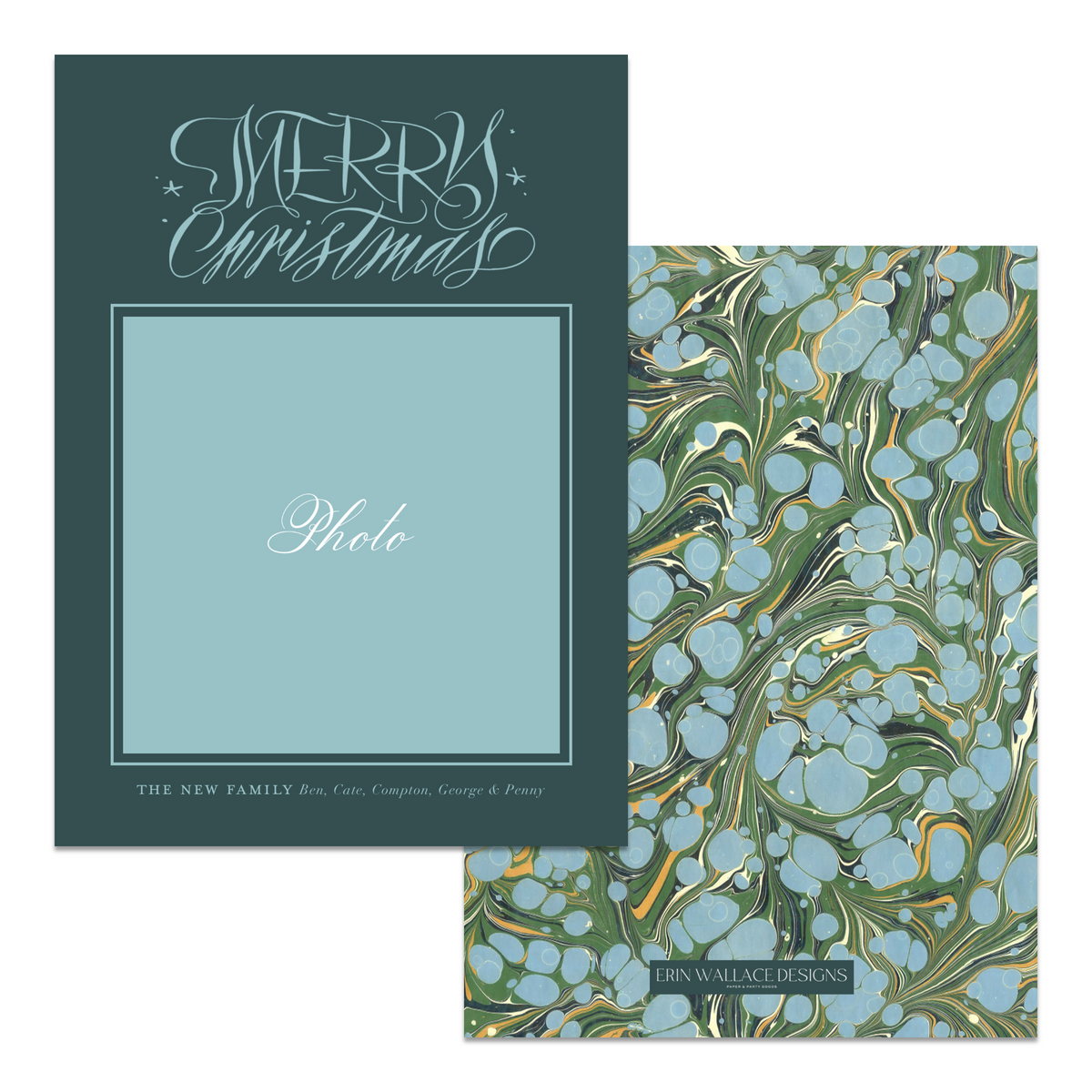 Merry Christmas Marble Photo Mount Card