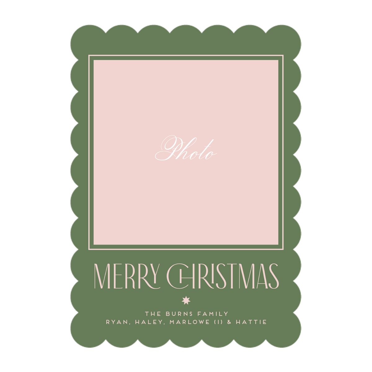 Merry Christmas Scallop Photo Mount Card
