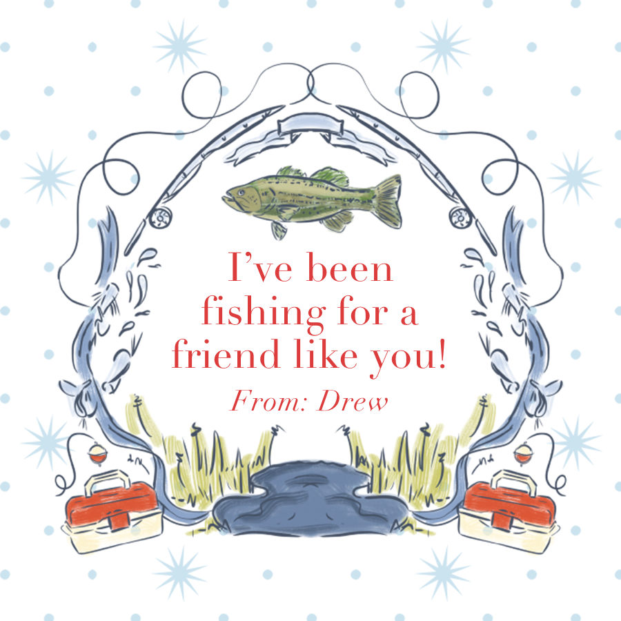 Fishing Crest Valentines Stickers