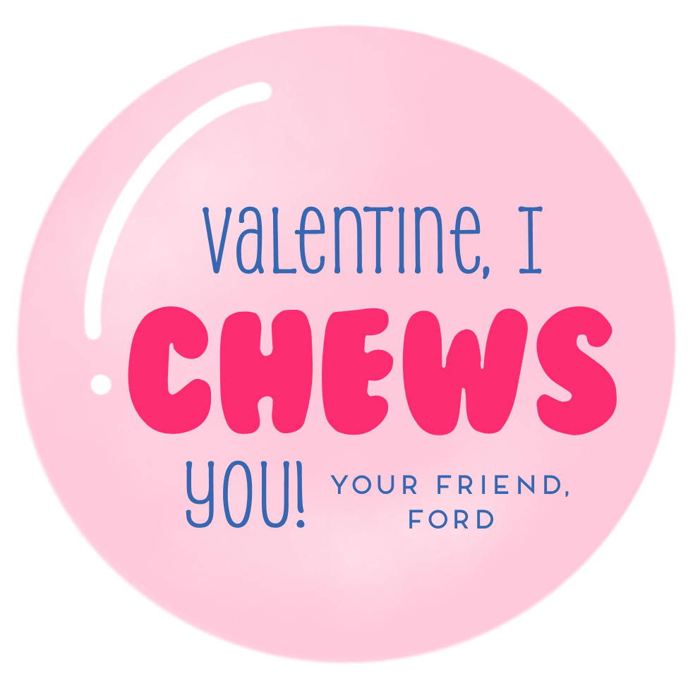 Boys Bubblegum Valentines Stickers
