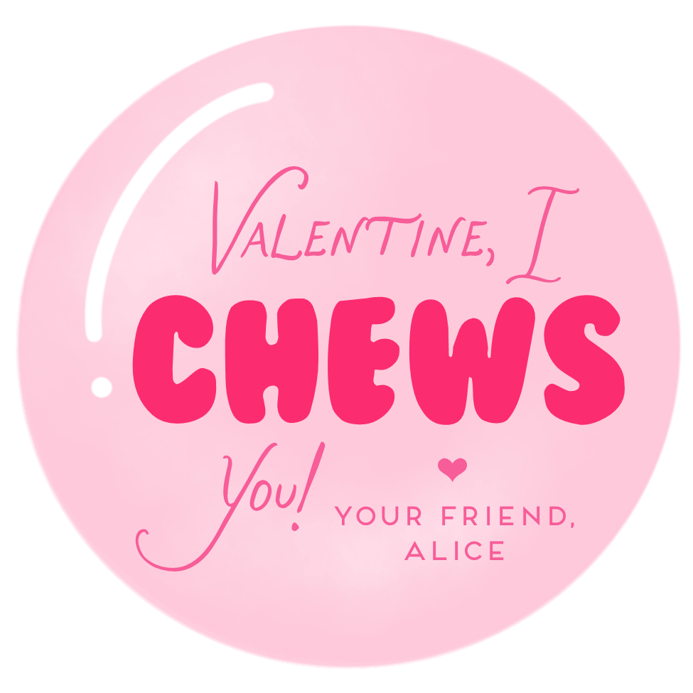 Girls Bubblegum Valentines Stickers