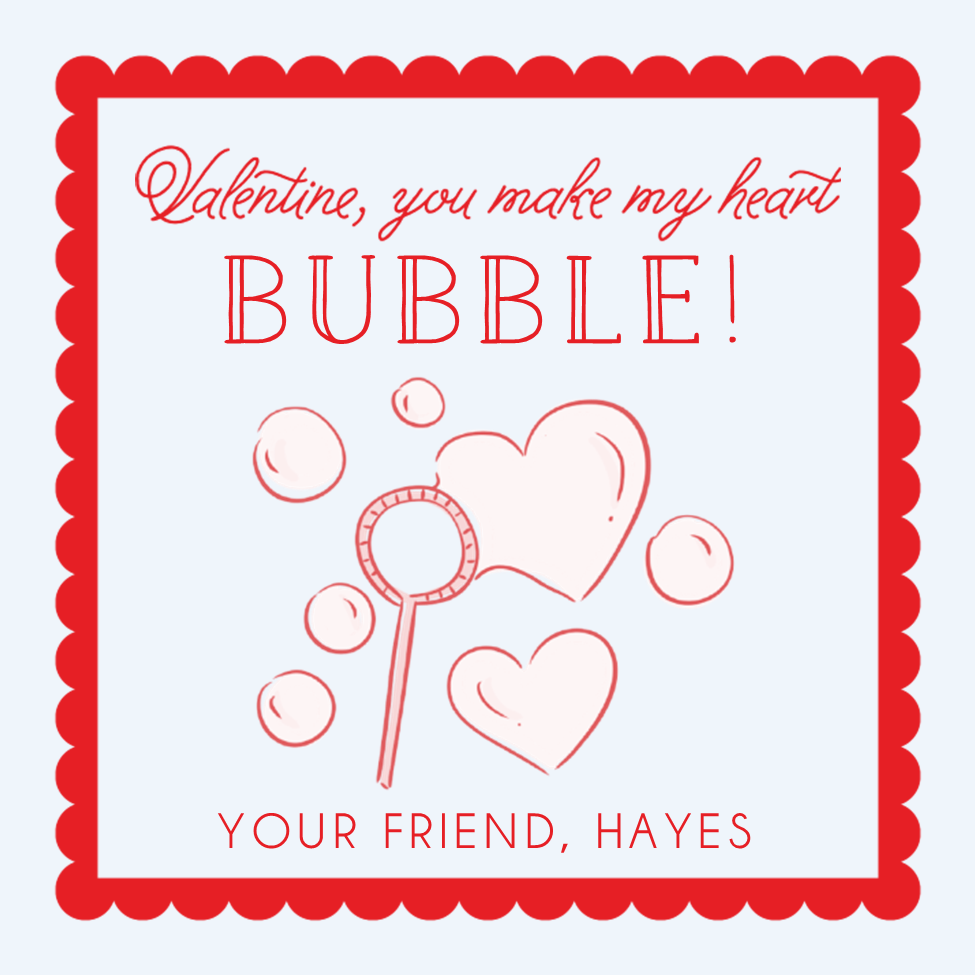 Boys Bubbles Valentines Stickers