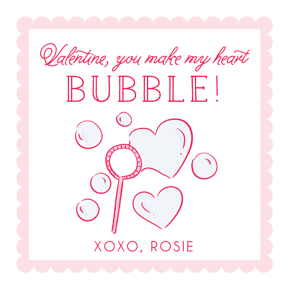 Girls Bubbles Valentines Stickers