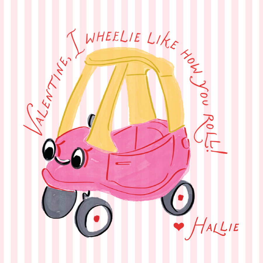Girls Cozy Car Valentines Stickers