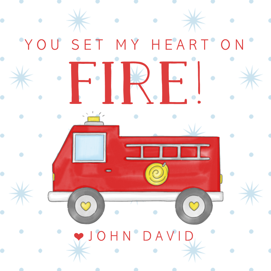 Firetruck Valentines Stickers