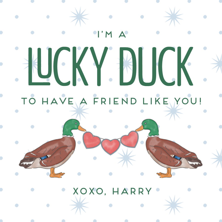 Lucky Duck Valentines Stickers