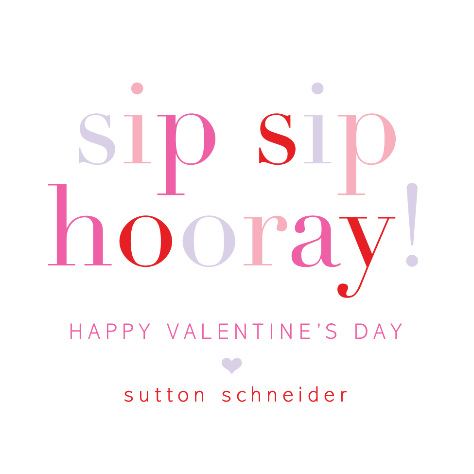 Girls Sip Sip Hooray Valentines Stickers