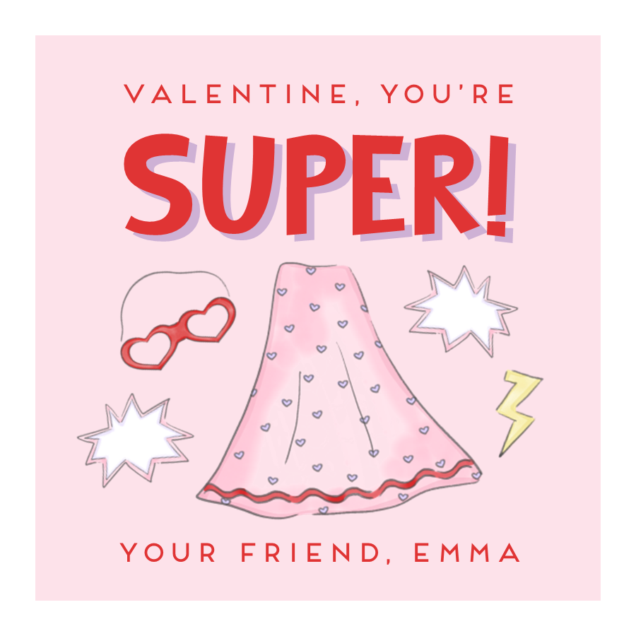 Girls Superhero Valentines Stickers