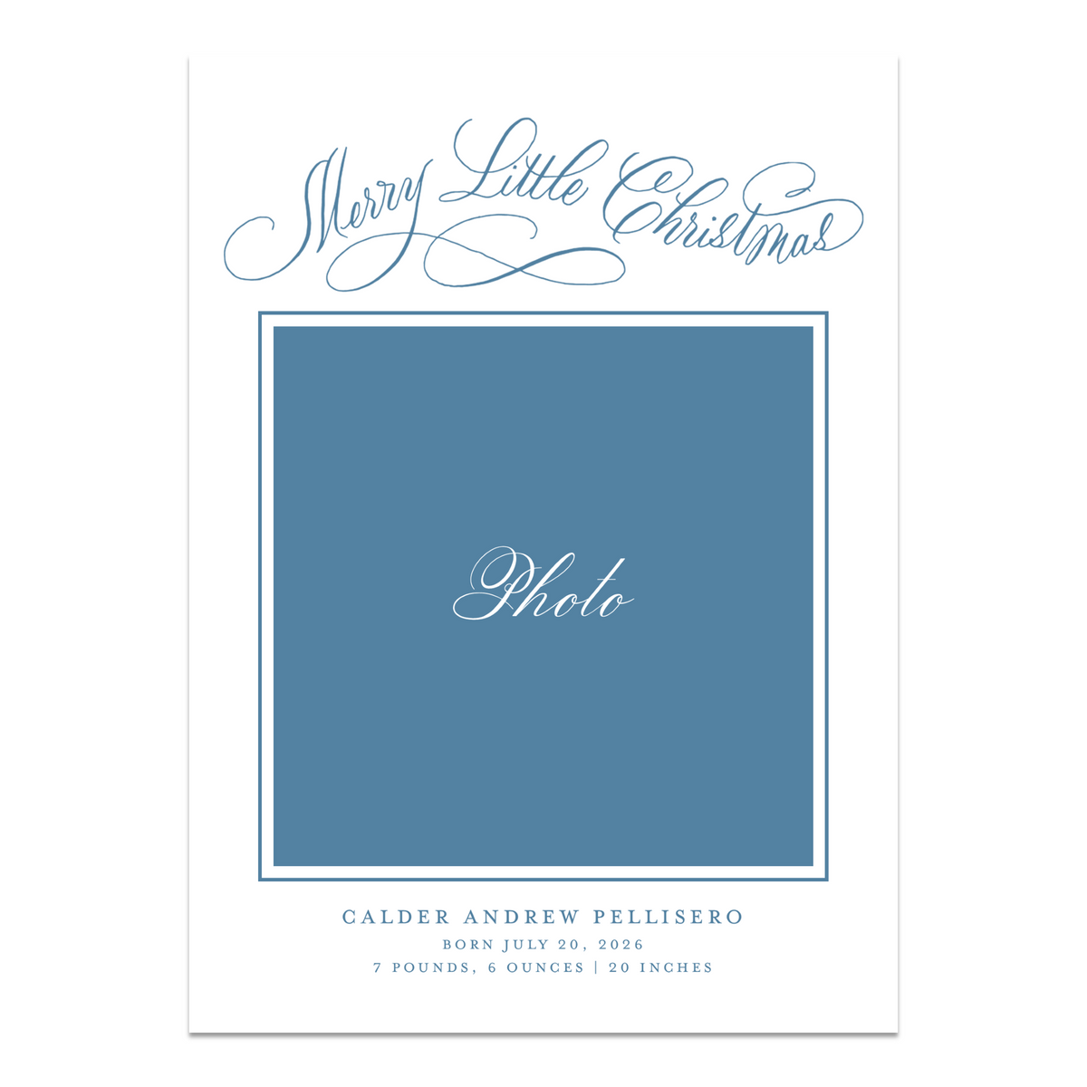 Merry Little Christmas Birth Announcement Photo Mount Card