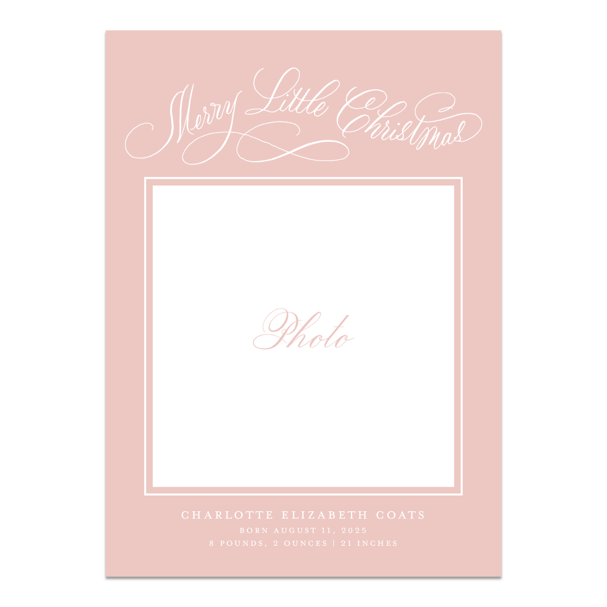 Merry Little Christmas Birth Announcement Photo Mount Card